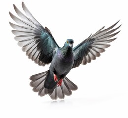 flying pigeon isolated on white background - obrazy, fototapety, plakaty
