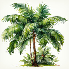 watercolor Palm Tree clipart, generative ai