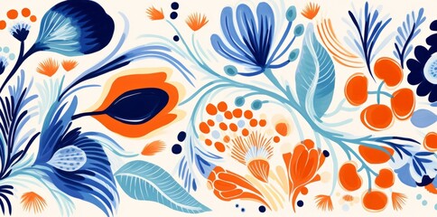 Fototapeta na wymiar a colorful floral print nature-inspired shapes
