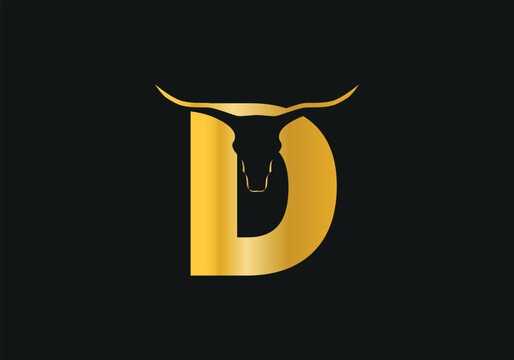 Initial D Horn logo. Minimalist letter D with Horn design logo. Vector illustration