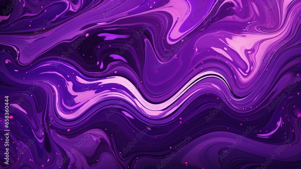 Poster a purple and black background with a swirly design on it. generative ai