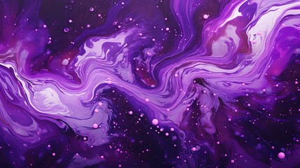  a painting of purple and white swirls on a black background.  generative ai