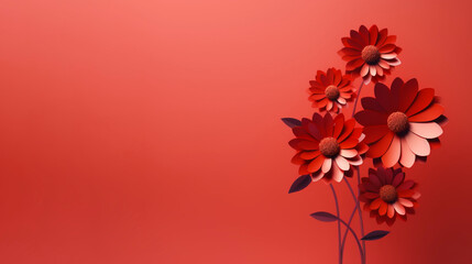 Illustration de fleurs rouges sur un fond de couleur rouge. Arrière-plan et fond pour conception et création graphique.