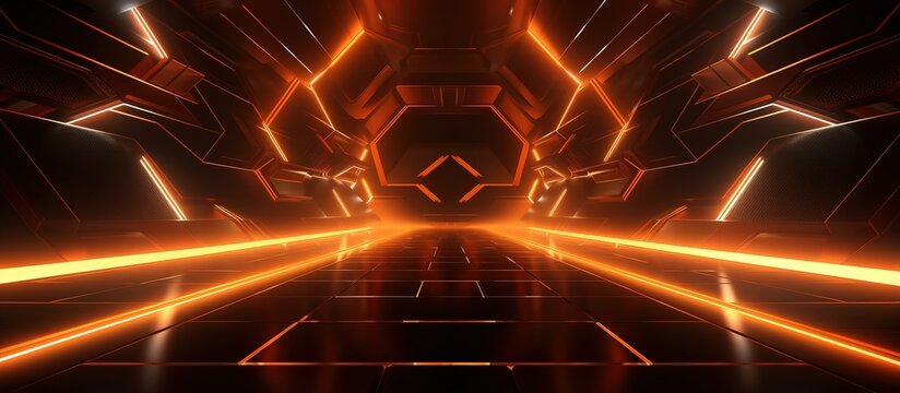 Sci Fi Illustration of a neon geometric background for advertising technology or product display