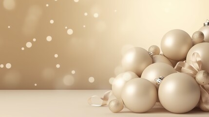 Fototapeta na wymiar a pile of white christmas balls with a bow on them. generative ai