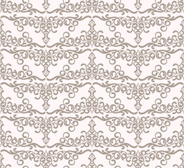 Seamless pattern with damask ornament. Elegant classic background for textile, fabric, wallpaper, wrapping, ceramic tile, fashion.