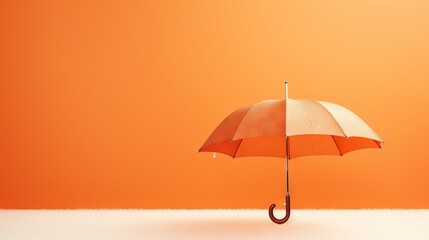 Fototapeta na wymiar an orange and white umbrella on a white surface with a orange background. generative ai
