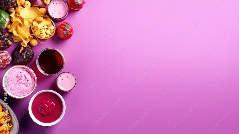 Poster a table topped with bowls filled with different types of food. generative ai