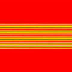 Red background with empty space and horizontal straight lines pattern. 