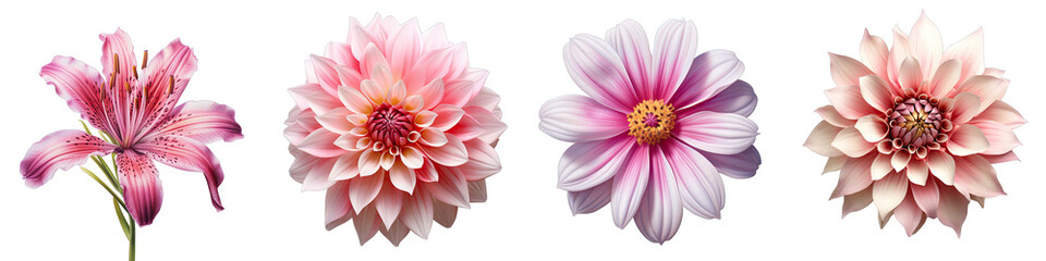 Mix Flowers  Flower Hyperrealistic Highly Detailed Isolated On Transparent Background PNG File
