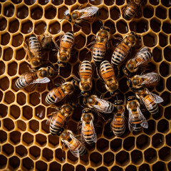 Bee on honeycomb. International bee day