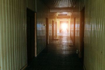 Dark corridor of old school or institute