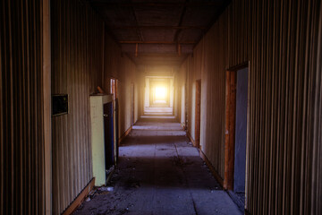 Dark corridor of old school or institute