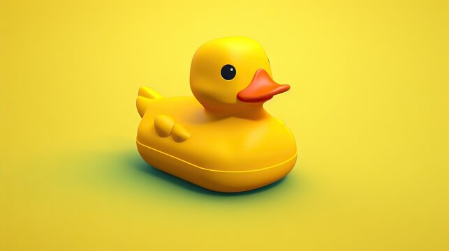  a yellow rubber ducky sitting on a yellow surface with a yellow background.  generative ai