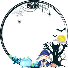 Halloween scary frame on transparent background.
