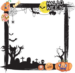 Halloween scary frame on transparent background.