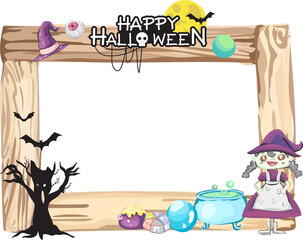 Halloween scary with wood frame.
