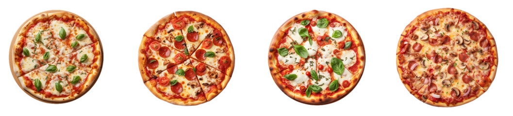 Italian Delight: Delicious Pizza Shot from Above, Isolated on Transparent Background, Ideal for Your Menu Presentation