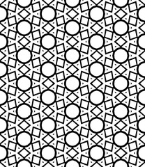 Fototapeta premium Black and white seamless abstract pattern. Background and backdrop. Grayscale ornamental design. Mosaic ornaments. Vector graphic illustration. EPS10.