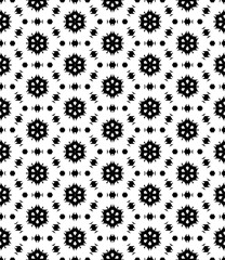 Black and white seamless abstract pattern. Background and backdrop. Grayscale ornamental design. Mosaic ornaments. Vector graphic illustration. EPS10.