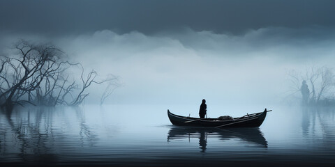 Minimal art depicting a calming and peaceful foggy atmosphere