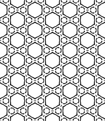 Fototapeta premium Black and white seamless abstract pattern. Background and backdrop. Grayscale ornamental design. Mosaic ornaments. Vector graphic illustration. EPS10.