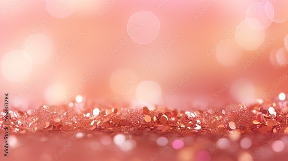 Poster a close up of a pink and gold background with lots of sparkle. generative ai