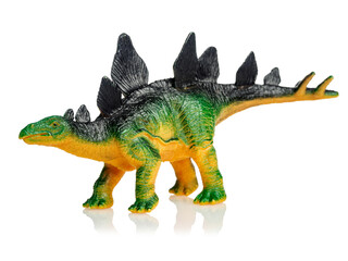 Dinosaur stegosaurus isolated on white background children's toy close-up