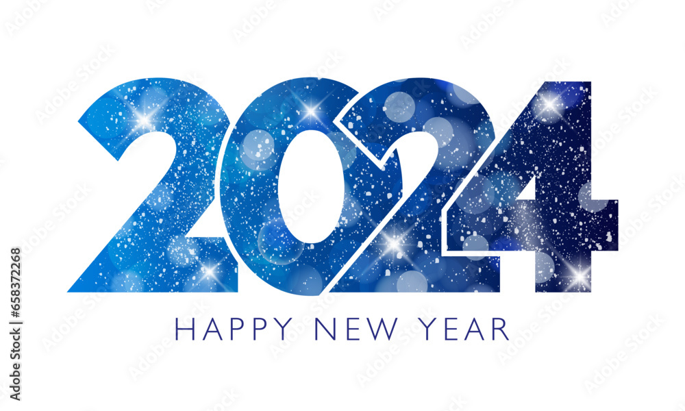 Sticker happy new year 2024 text design.