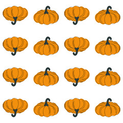Hand drawn pumpkin seamless pattern. Modern linear style with colorful spots. Minimalist fall holiday background vector illustration. Ideal for fabric, textile, prints, wrapping paper.