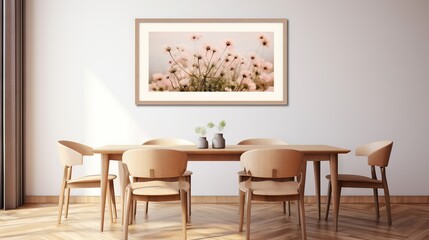  a picture of a dining room with a table and chairs.  generative ai