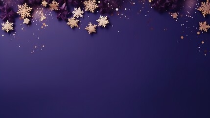  a purple background with gold snowflakes and glitters.  generative ai