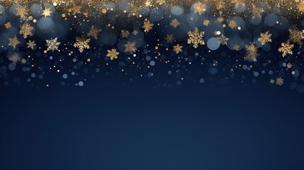  a blue and gold christmas background with snowflakes and stars.  generative ai