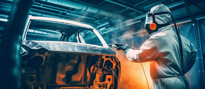car painting in chamber. automobile repair