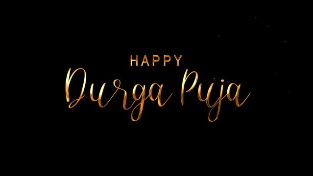 Happy Durga Puja Text Animation on Gold Color. Great for Durga Puja Celebrations, for banner, social media feed wallpaper stories