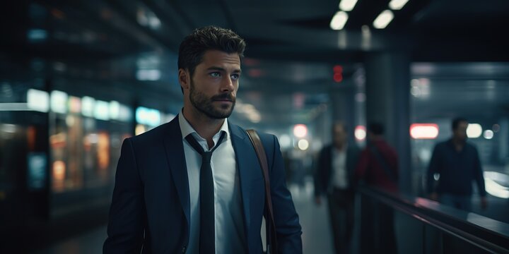 confident man walking on urban street
