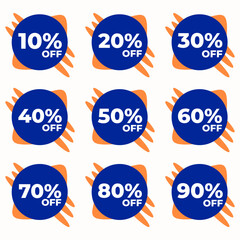 SET SALE BADGE TEMPLATE DESIGN. OFFER WITH DIFFERENT DISCOUNT PROMOTION.MODERN DESIGN VECTOR FOR YOUR BUSINESS