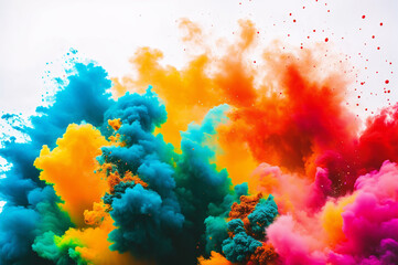 colored smoke in the air on a white background.