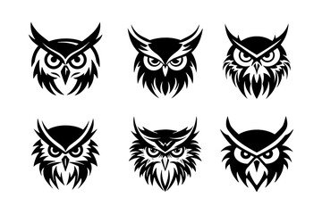 Head Owl Vector Illustrations Collection