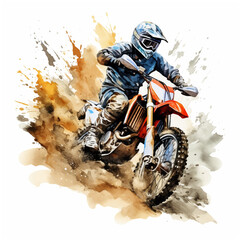 Mountain motobike sport watercolor hand painted ilustration