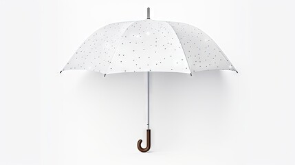 a white umbrella with polka dots hanging from it's handle.  generative ai