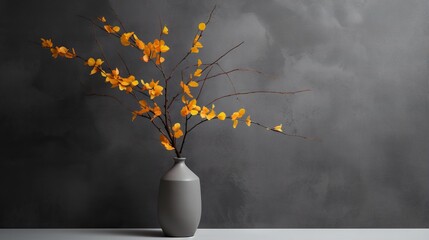  a white vase with yellow flowers in it on a table.  generative ai