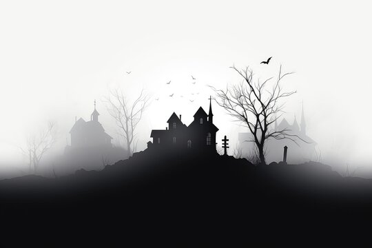 Haunted House Silhouette In Black Halloween Ghostly Vibes. Сoncept 1. Haunted House Mysteries 2. Black Halloween Ghost Stories 3. Spooky Haunted House Silhouette 4. Ghostly Vibes In The Dark