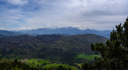 Obraz premium Travelling by car to mountain view points in Asturias, North of Spain, Picos de Europa mountain range
