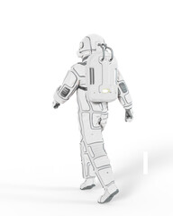 Fototapeta premium astronaut is walking and passing by on rear view