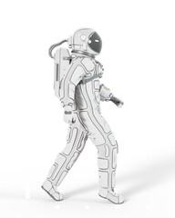 astronaut is walking on side view
