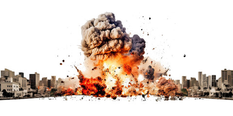 photograph of Explosions in city isolated on transparent background