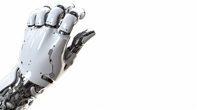 White cyborg robotic hand.