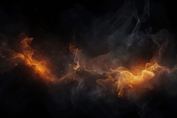 A Black Background With Orange And Yellow Smoke