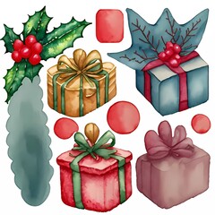 watercolor Christmas  vibe illustration clipart 